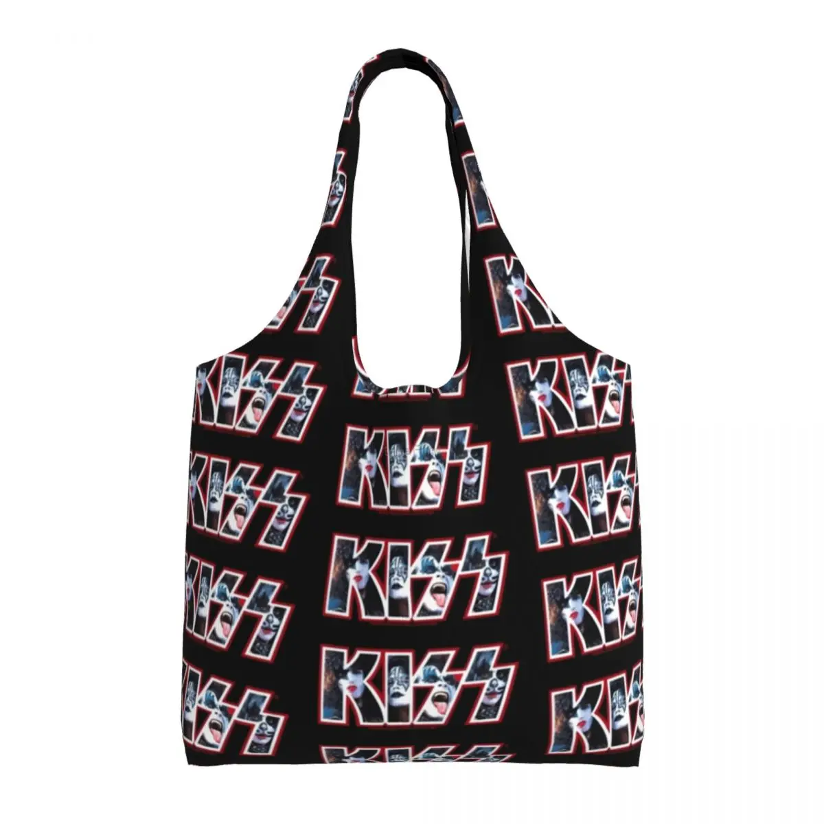 

Сумка для покупок Kiss с фото группы, студенческие подарки с логотипом Kiss, сумки в стиле ретро, тканевые дорожные сумки