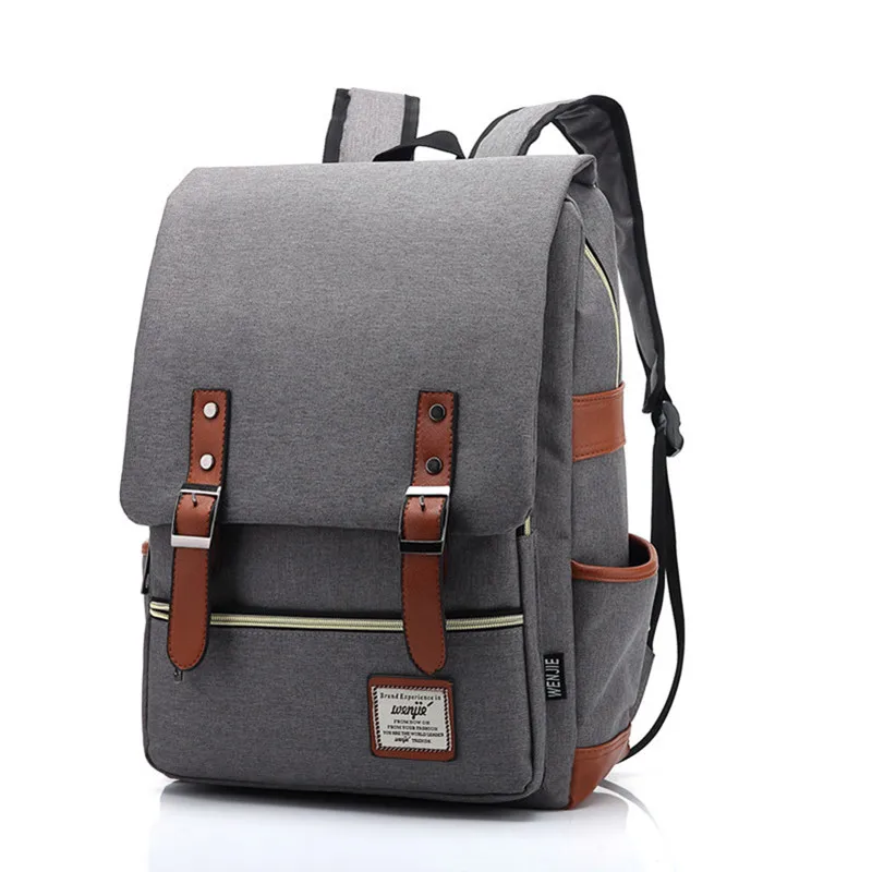 

Men's Brand Canvas School Backpack for teenage girl boy bookbag Casual Women Laptop bag pack Buckle Solid Travel backbag student