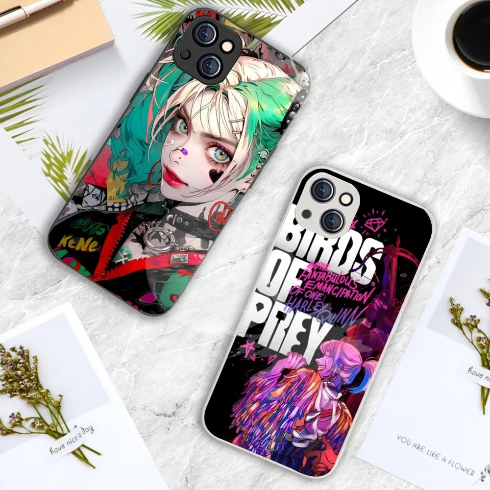 H-Harleys Q-Quinns Phone Case For Iphone 11 13 14 15 16 Pro Max 7 8 Plus X Xr Xs Se2020 12mini Glass Cover