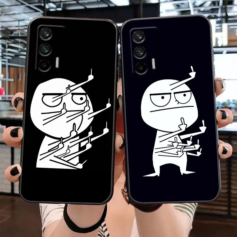 

Cute Funny Man Middle Finger Case For Realme 5 6 7 7i 8 8i 9 9i C21 C21Y C25 C15 C11 C12 C20 5G C35 XT GT Neo3 GT2 Pro Plus Case