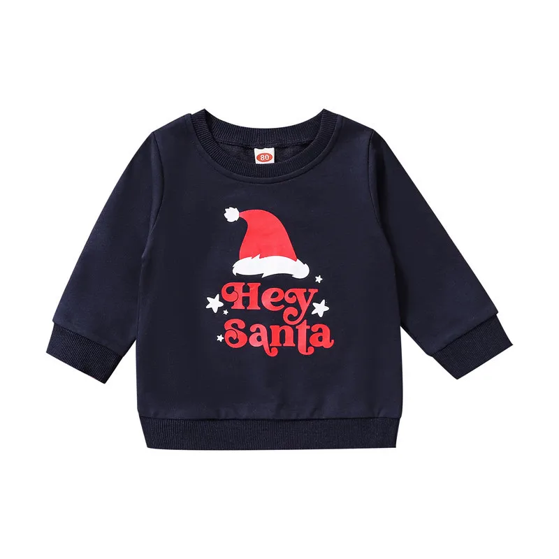 

Toddler Baby Christmas Pullover 6Month-4Years Long Sleeve Round Neck Santa Hat Letter Print Sweatshirt Girls Boy Casual Hoodie