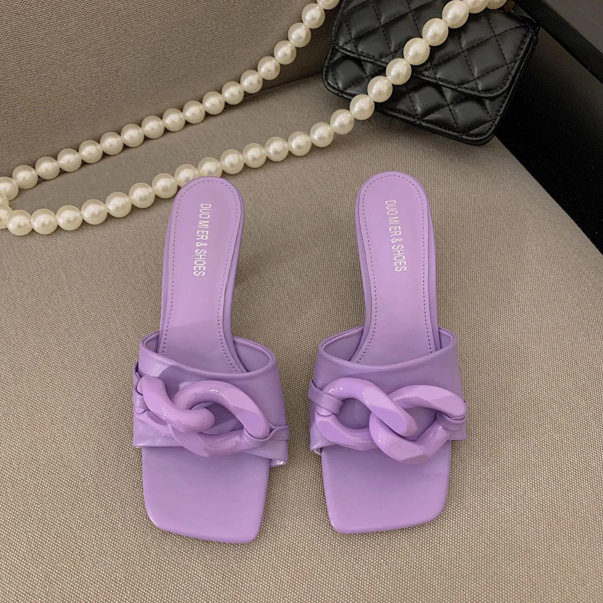 

Shoes Low PU Rome Basic Hoof Heels Fabric Shoes Low Hoof Heels Basic PU Rome