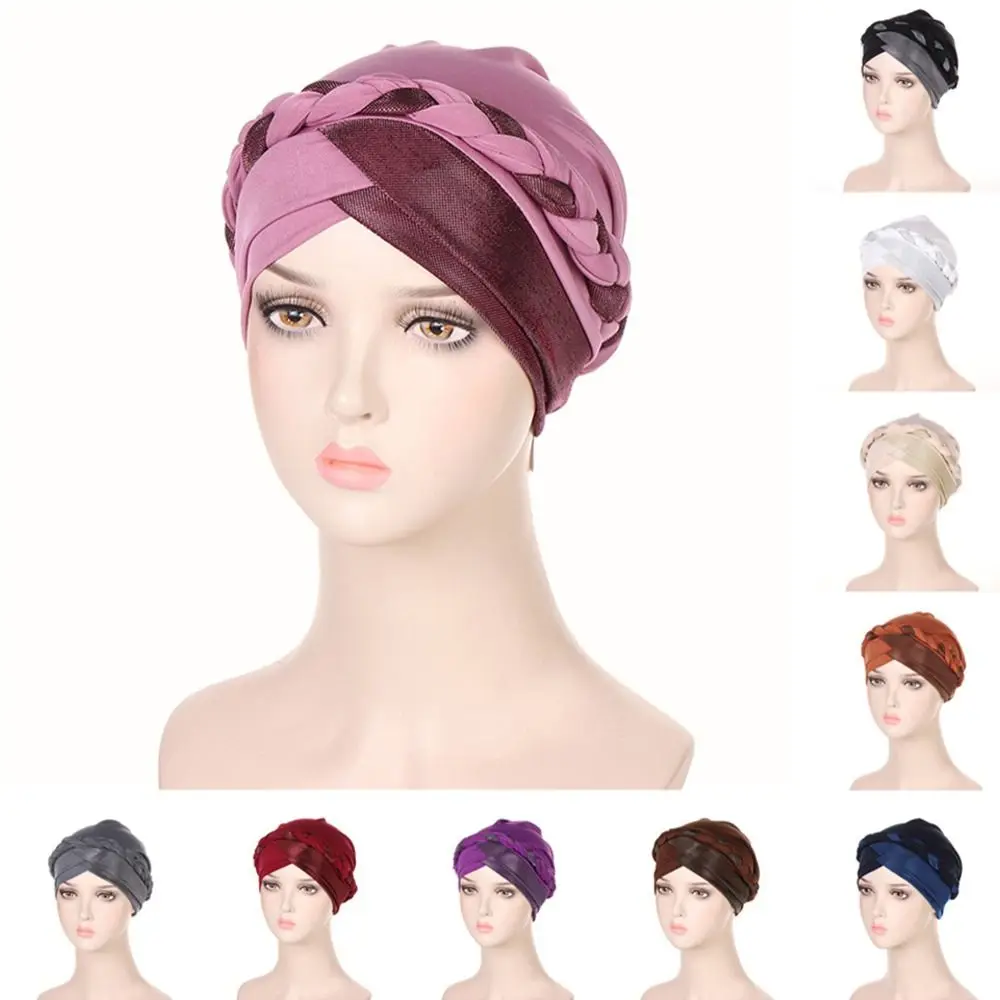 

Lady Indian Islamic Headwear Braid Head Wrap Sleep Cap Turban Hat Chemo Cap Cancer Hat