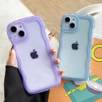 luxury cute transparent curly wave case for iphone 11 12 13 pro max 13pro x xr xs 7 8 plus shockproof clear soft silicone cover