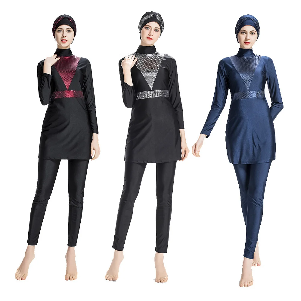 Женский Мусульманский купальник Burkini сдержанный с длинным рукавом и полным