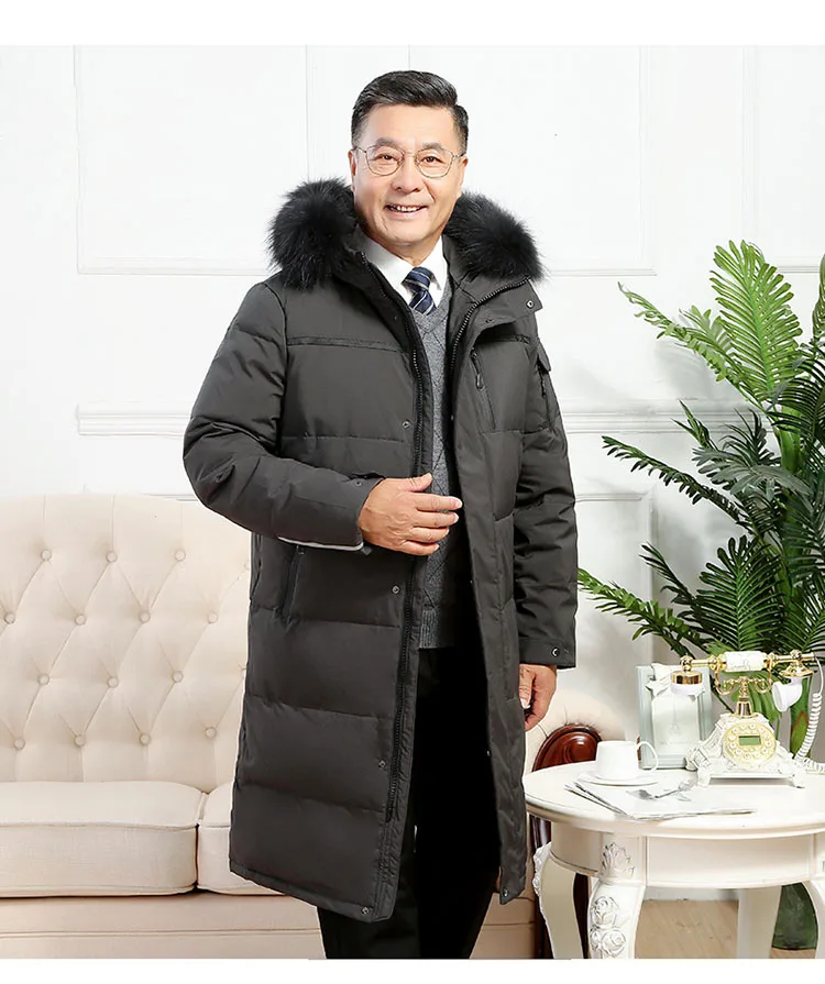 2023 Man's Duck Down Coat & Parkas with Real Fur Collar Hoodie Long Jacket for Father Dad's Winter Clothing 3XL 4XL 5XL xxxxxl