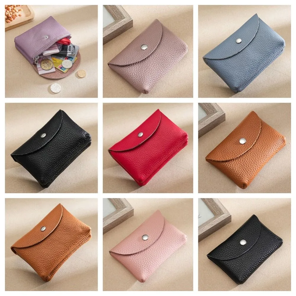 

Zipper&Hasp Leather Small Coin Pouch Casual Double Layer Soft Mini Purse Bag Ins Style Portable Money Change Bag Outdoor
