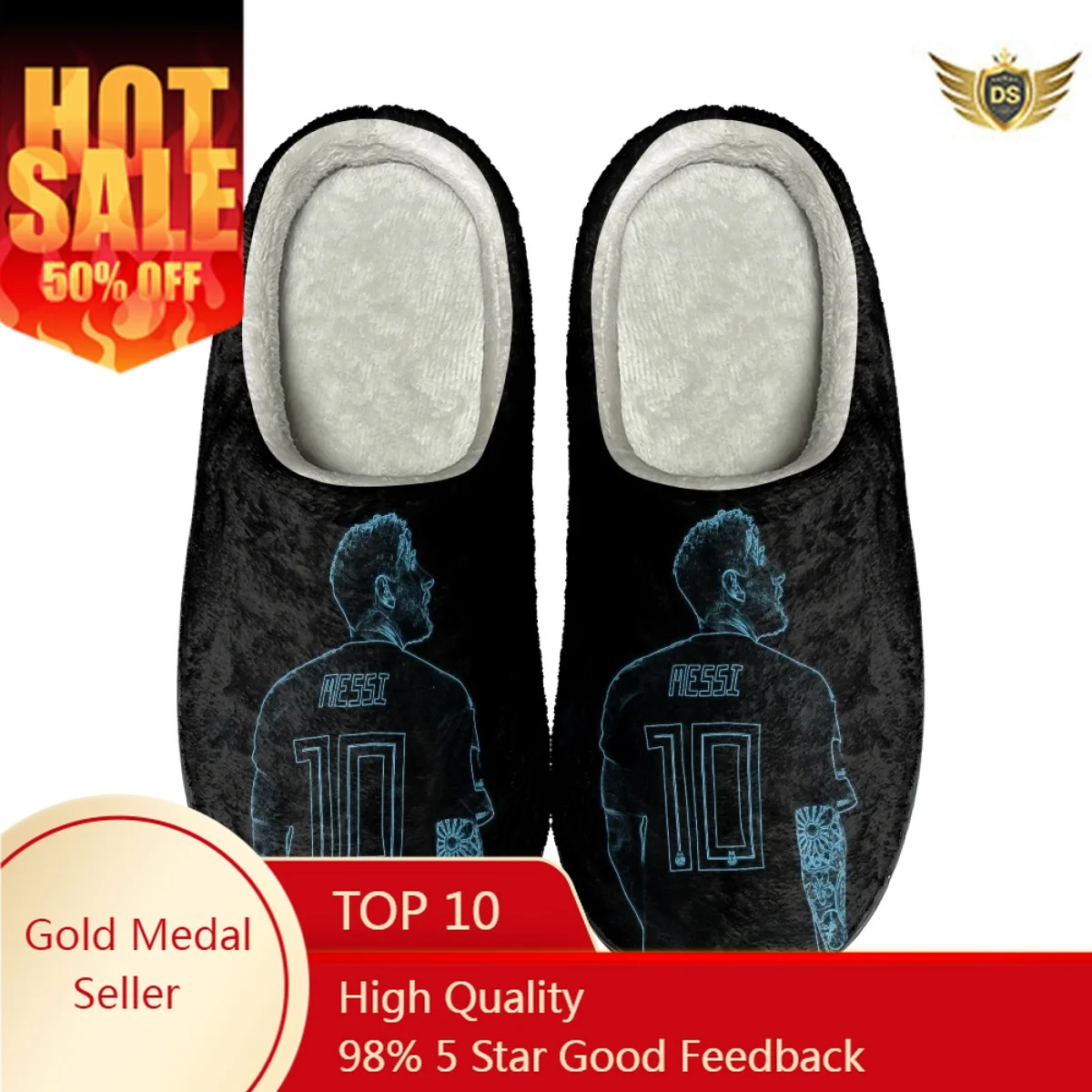 

Casual House Indoor Slippers Messi Design Bedroom Cozy Flats Slippers Dropshipping Autumn Winter Warm Cotton Slippers Zapatos