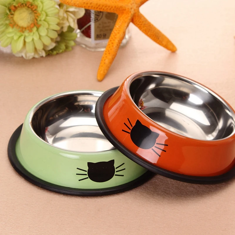 

Washable Stainless Steel Pet Bowl Easy Clearing Resistant To Corrosion With The Rubber Circle Of Antiskid