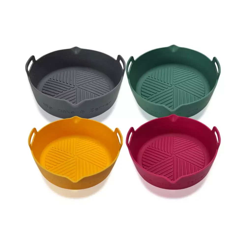 

8 Inch Air Fryer Silicone Pot Square Reusable Baking Tray Round Basket Liner Non-stick Protector Dishes Plate Airpot Accessories