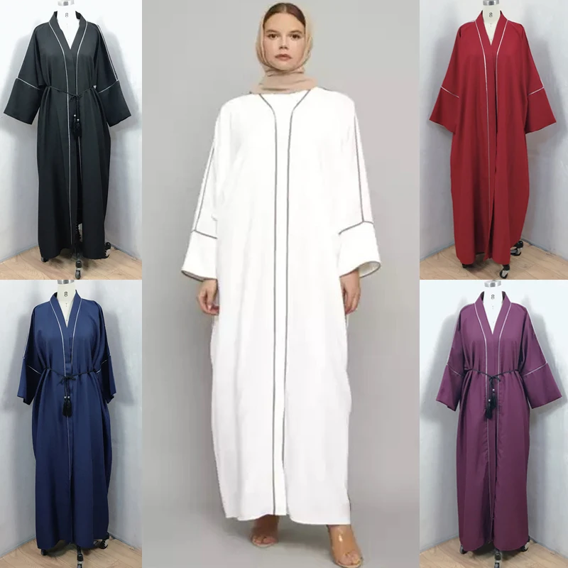 Open Abaya Muslim Women Eid Ramadan Cardigan Maxi Dress Turkey Dubai Kaftan Modest Loose Femme Islamic Arabic Robe Clothing Gown