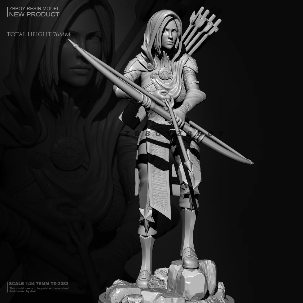 

1/24 76mm Resin model kits figure beauty colorless and self-assembled TD-3383