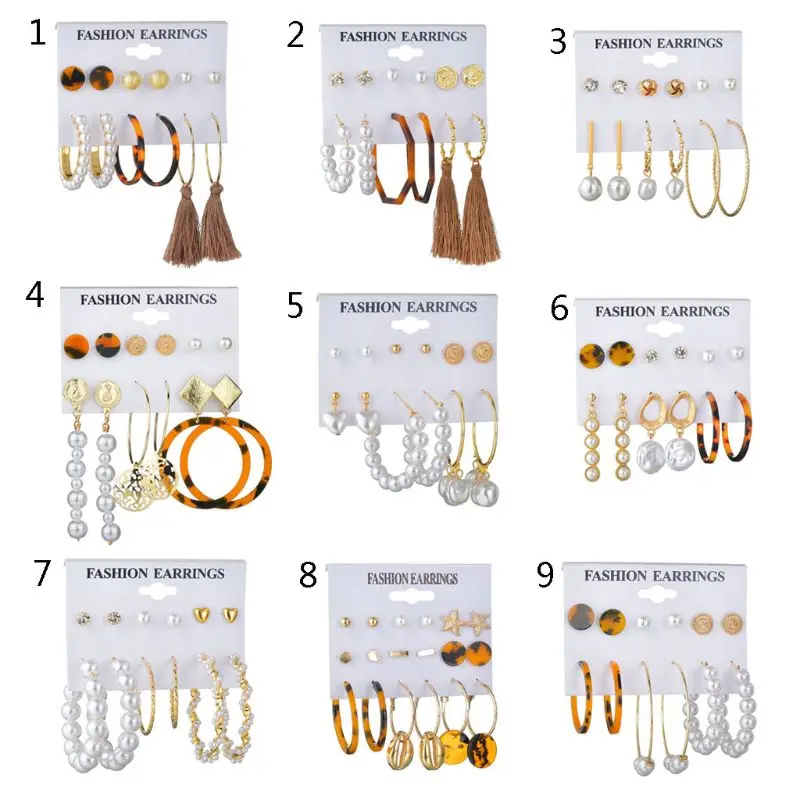 

Tortoise Color Acrylic Vintage Geometric Resin Hoop Earrings Set Retro For Women Girls Party Travel Jewelry Gifts