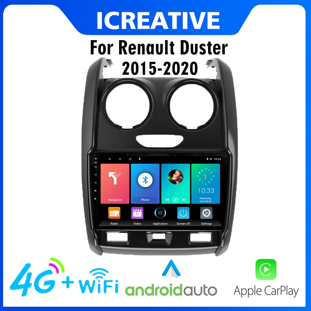 

Автомобильный радиоприемник 4G Carplay, автомобильный мультимедийный плеер для Renault Duster 2014-2018, 2 Din, автомобильная стереосистема Android, автомобиль...