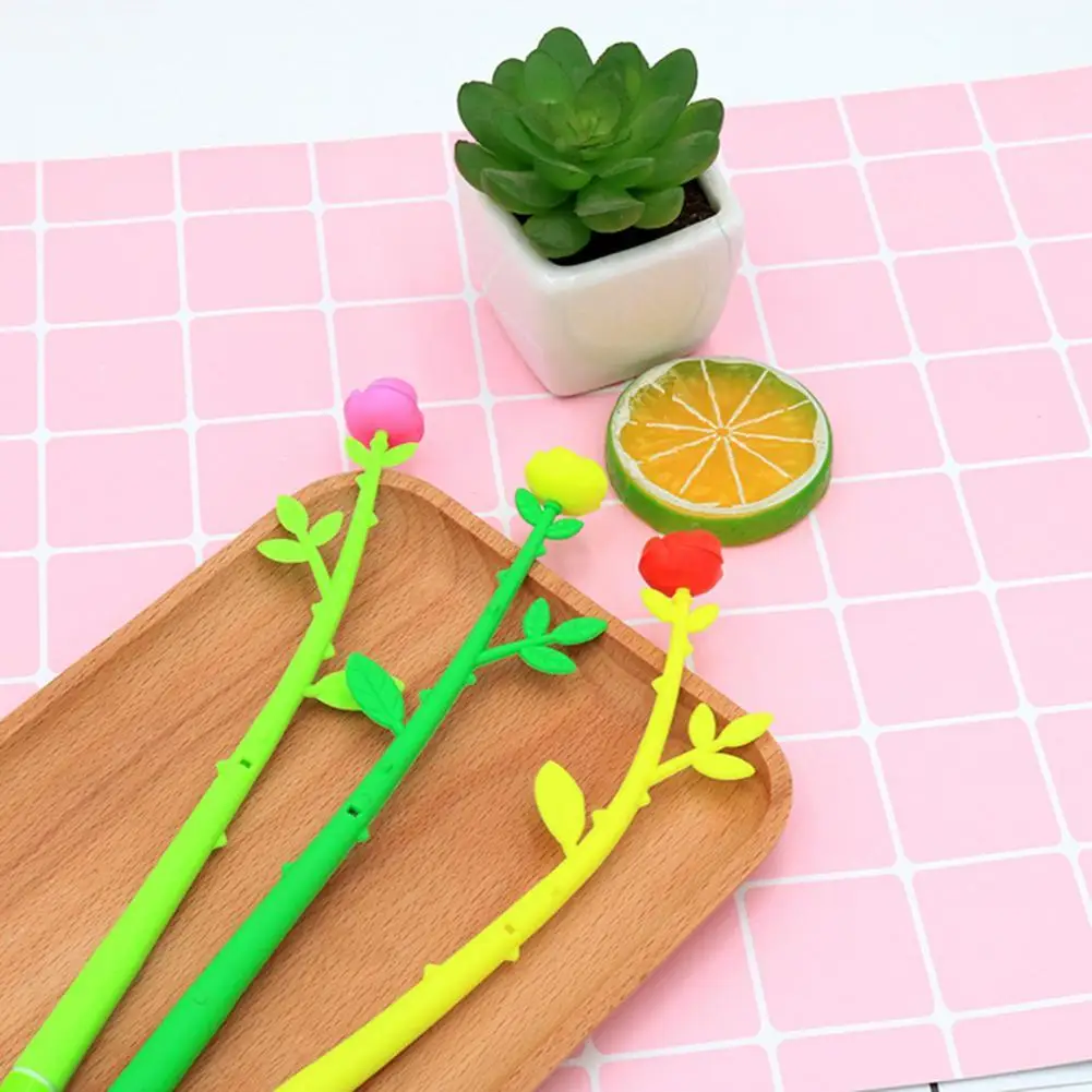 

Eye-catching 12Pcs Cute Beautiful Rose Flower Pen Soft Signature Pen Exquisite for Classroom
