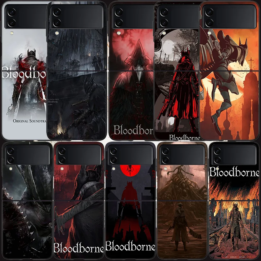 Чехол Game Bloodborne для Samsung Galaxy Z Flip 6 5G 5 4 3 черный жесткий чехол сотового телефона ПК