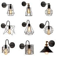 loft wall lamp black lampshade american iron wall lights vintage cage wall sconce modern for bedroom living room indoor lighting