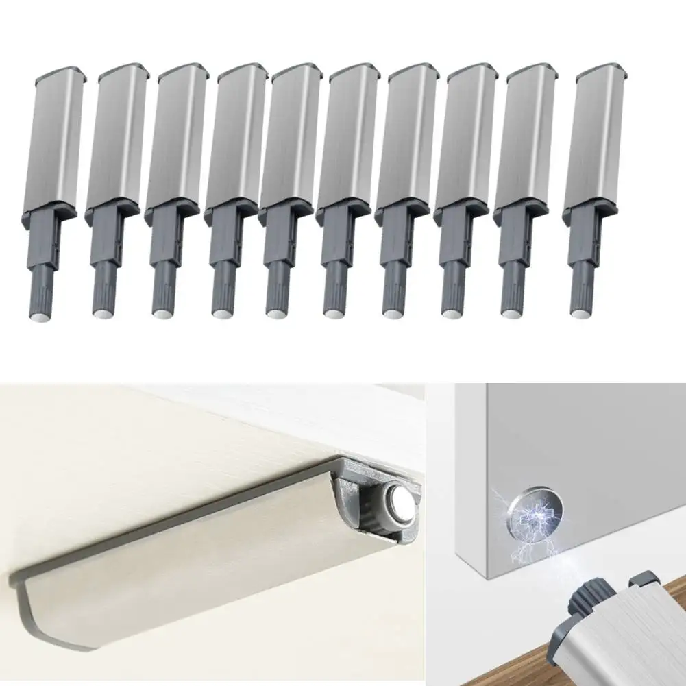 

10pcs Door Stopper Cabinet Catches Stainless Steel Push To Open Touch Damper Buffers Soft Quiet Closer Magnetic Hardware
