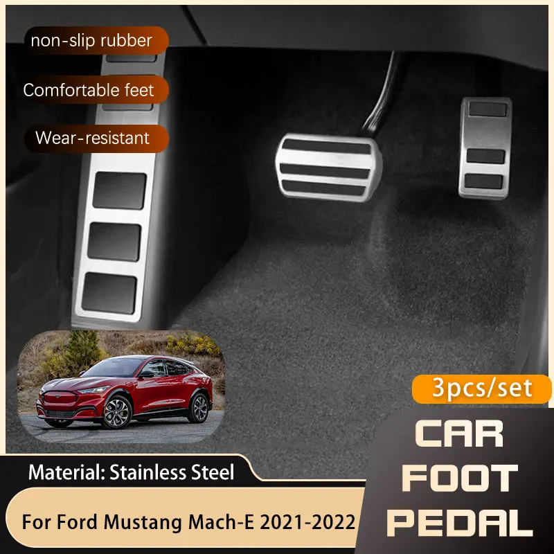 

Автомобильные педали для Ford Mustang Mach-E 1400 GT 2021 2022 2023, тормоза акселератора газа, нержавеющая сталь, нескользящие накладки на педали