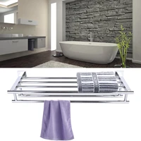 Shelf With Towel Rack Minimalist Stainless Steel Towel Rack With Two Towel Bars Wall Mounted Brushed Steel