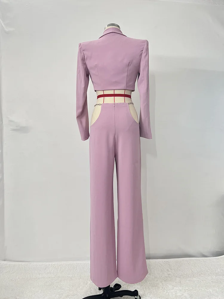 Женский элегантный комплект из жакета с длинным рукавом и брюк заниженной талией