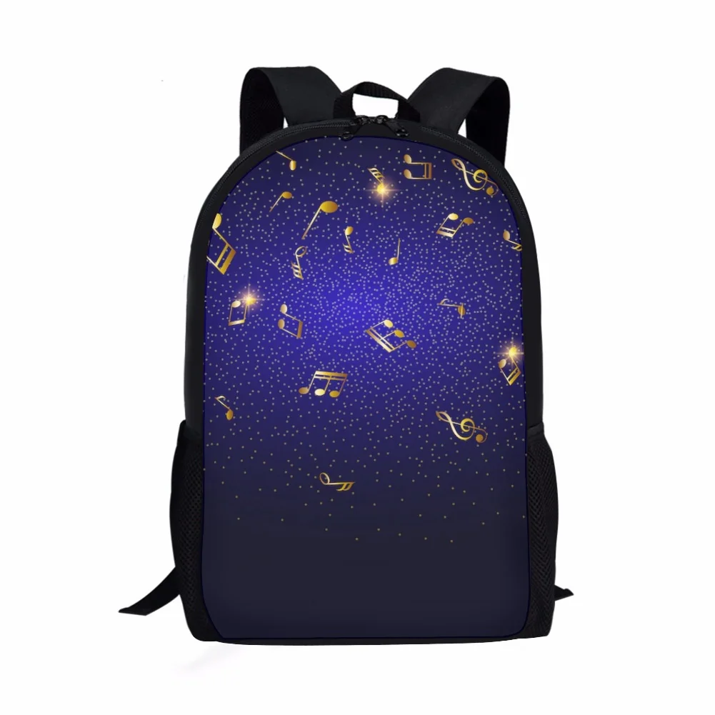 Twoheartsgirl 16inch Student Schoolbag for Kids Music Note Print Women Large Laptop Bag Small Book Bag Zaino Scuola Elementare