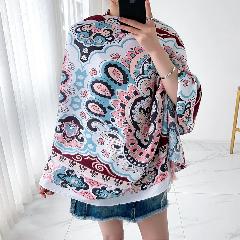 Летняя Женская Роскошная брендовая шаль в этническом стиле Женский подходящий