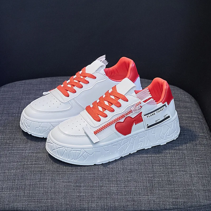 

Кроссовки женские на молнии, повседневные Нескользящие, украшение на молнии, корейский стиль, белые, осень 2022