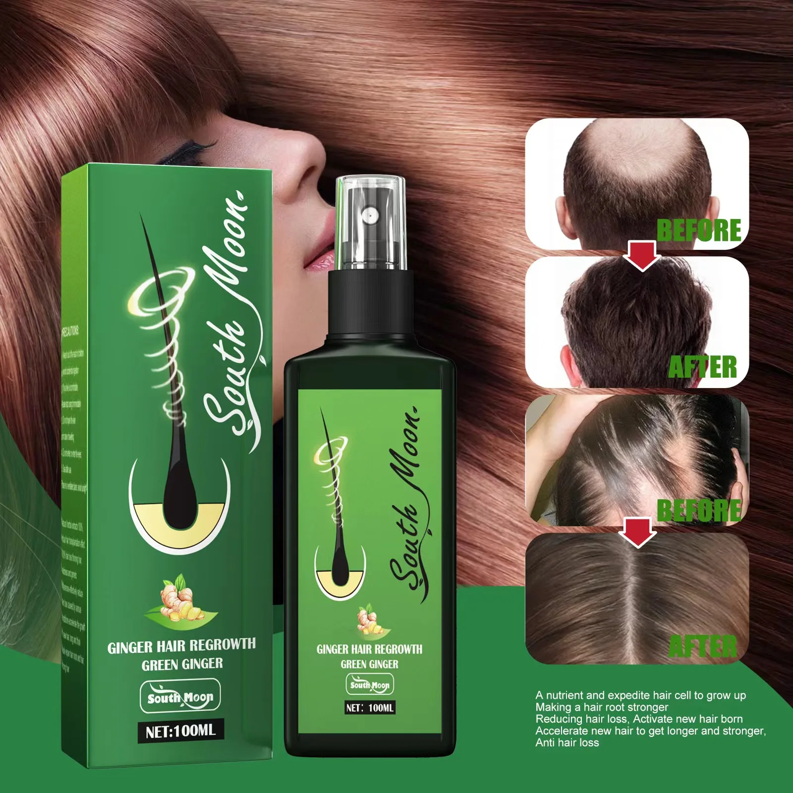 South Moon Hair Lotion Paradise Made in oil Spray for hair growth Longer Beard Anti Hair Loss Treatment 100ml Herbal