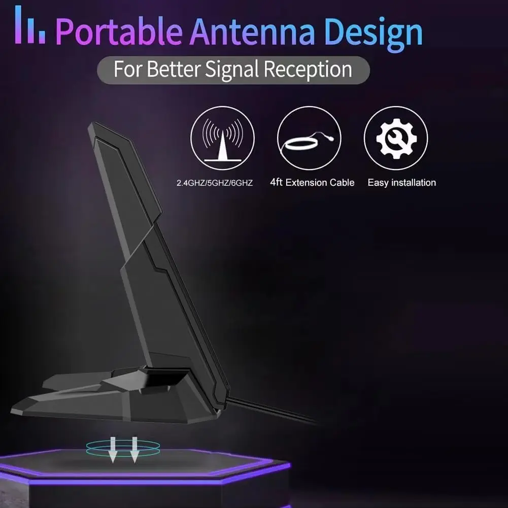 Фото Внешняя трехдиапазонная магнитная базовая антенна 2,4G/5G/6GHz WiFi 6 6E для GIGABYTE AORUS Z790 B650 B550 B450 B560I ASUS ROG Strix №4