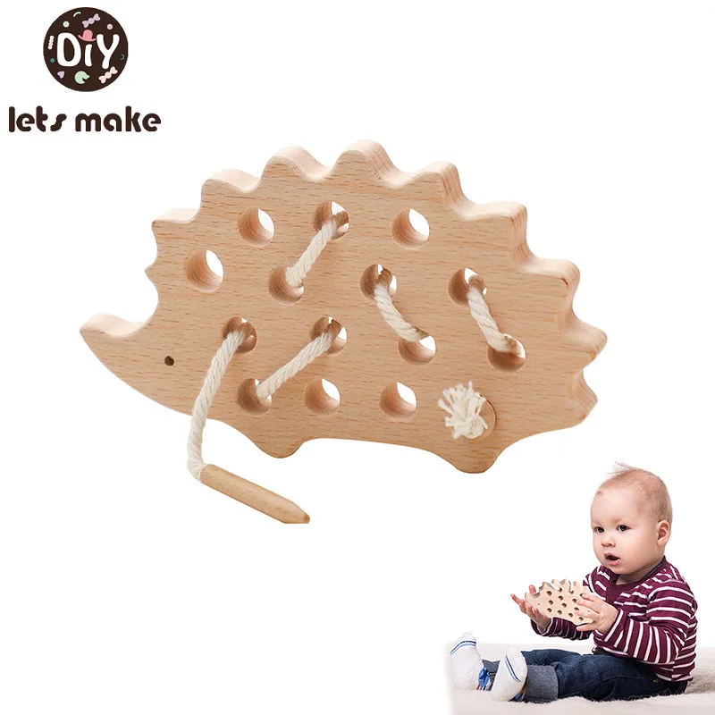 

Baby Wooden Hedgehog Threading Toy Beech Wooden Board Stacking Toy Hands-on Ability Montessori Educational Children Blocks Gifts
