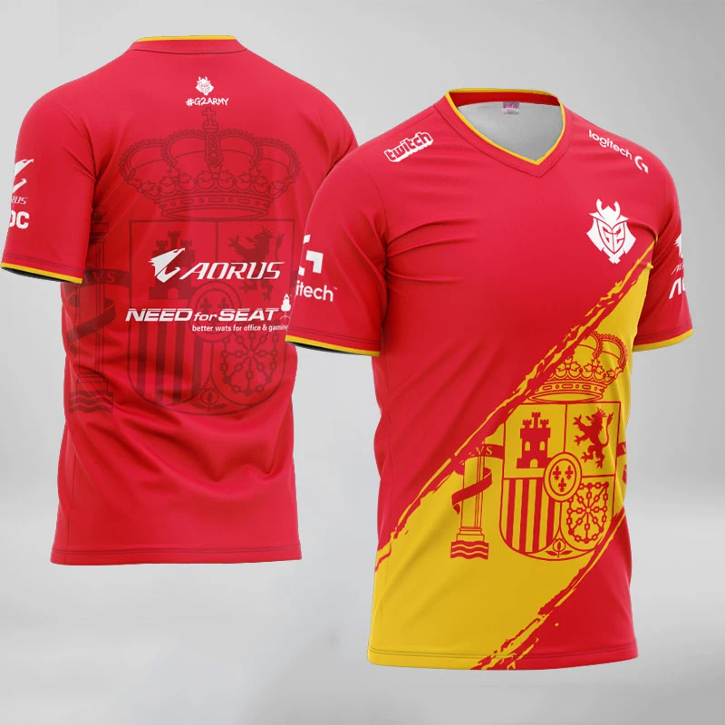

G2 E-sports Game CS GO Dota2 LoL 3D Print E-sports Player Uniform Spain Jersey T-shirt Men Women Oversize Breathable T-Shirt