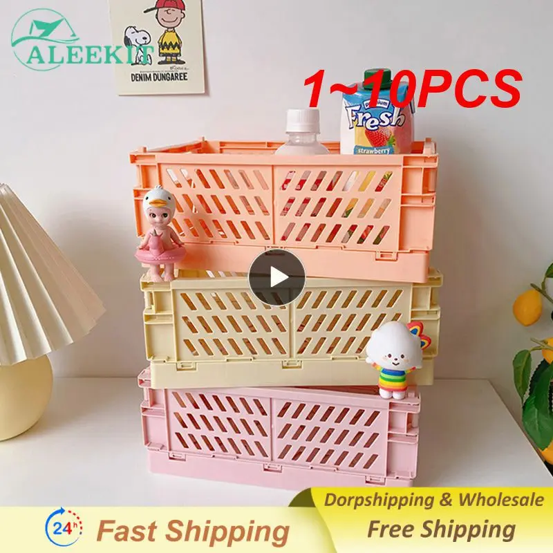 

1~10PCS Plastic Foldable Storage Box Folding Storage Basket Storage Organizer Student Desktop Organizing Baskets For Stationery