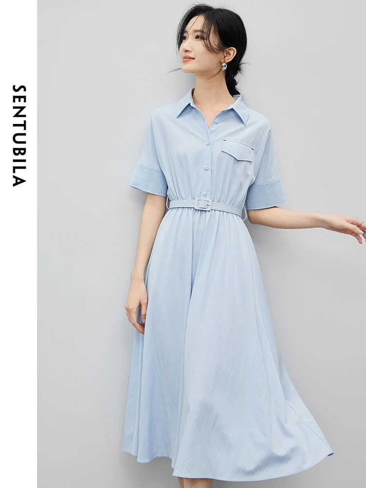 Женское прямое платье-рубашка SENTUBILA