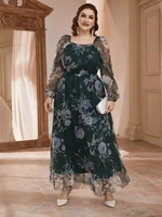 toleen plus size evening dresses womens luxury chic elegant 2022 spring long sleeve floral party festival maxi turkish clothing