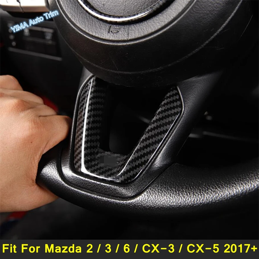 

Углеродное волокно, внешний вид, Стайлинг автомобиля, нижнее украшение рулевого колеса, U-образная полоса, крышка, отделка для Mazda 2 / 3/6/Φ/2017-2020
