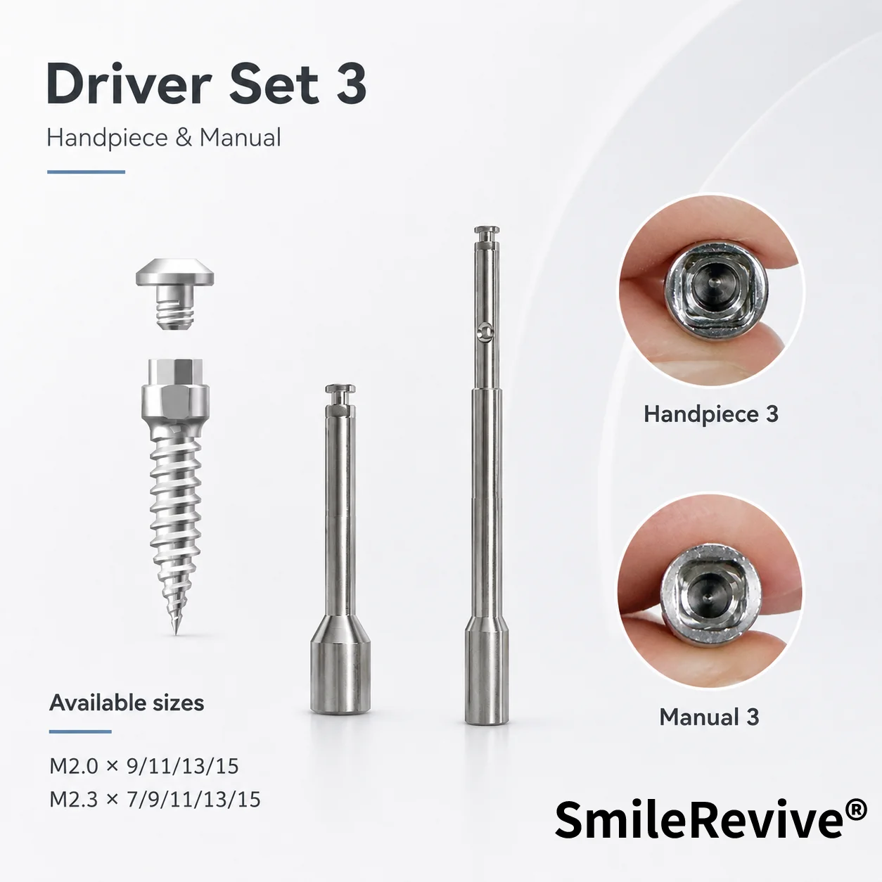 Фото Набор инструментов SmileRevive: держатель для имплантационных винтов, шестигранный ключ, насадка-чук, контра-угловая насадка, лабораторный инструмент из нержавеющей стали №3