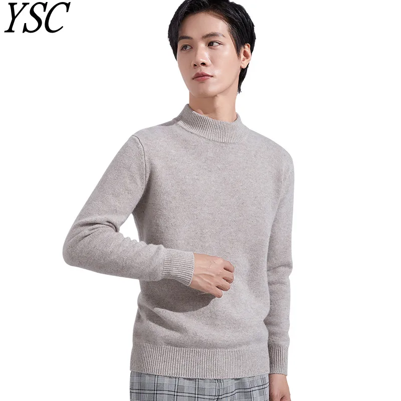 

YSC 2022 winter Men Knitted 100% pure wool Sweater Half height collar thickening Loose style Soft warmth Anti-pilling Pullover