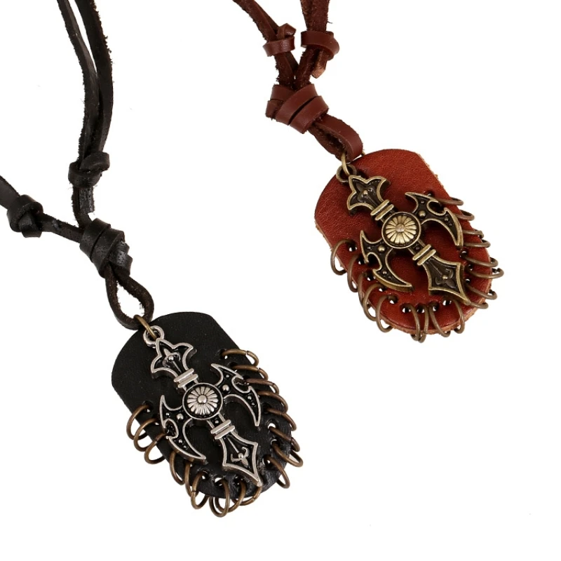 

Punk Trend accessories Punk retro men's leather necklace
