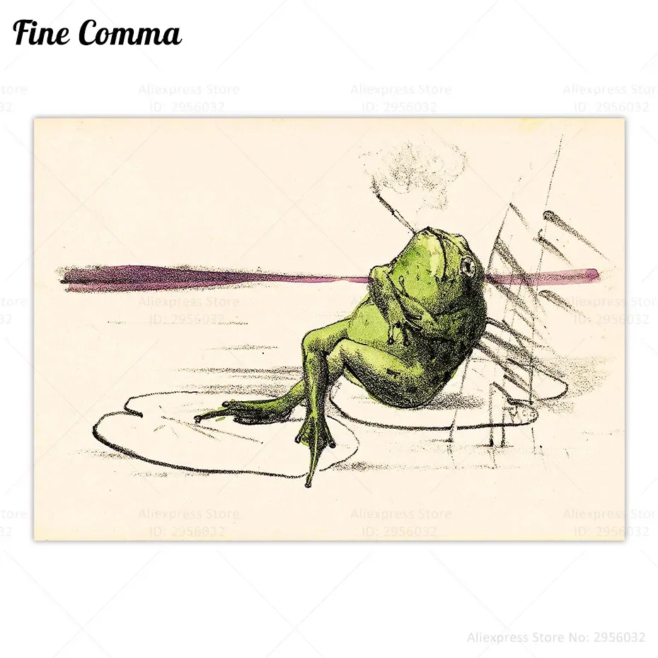 

Винтажный плакат с курительной лягушкой Fine Comma Style