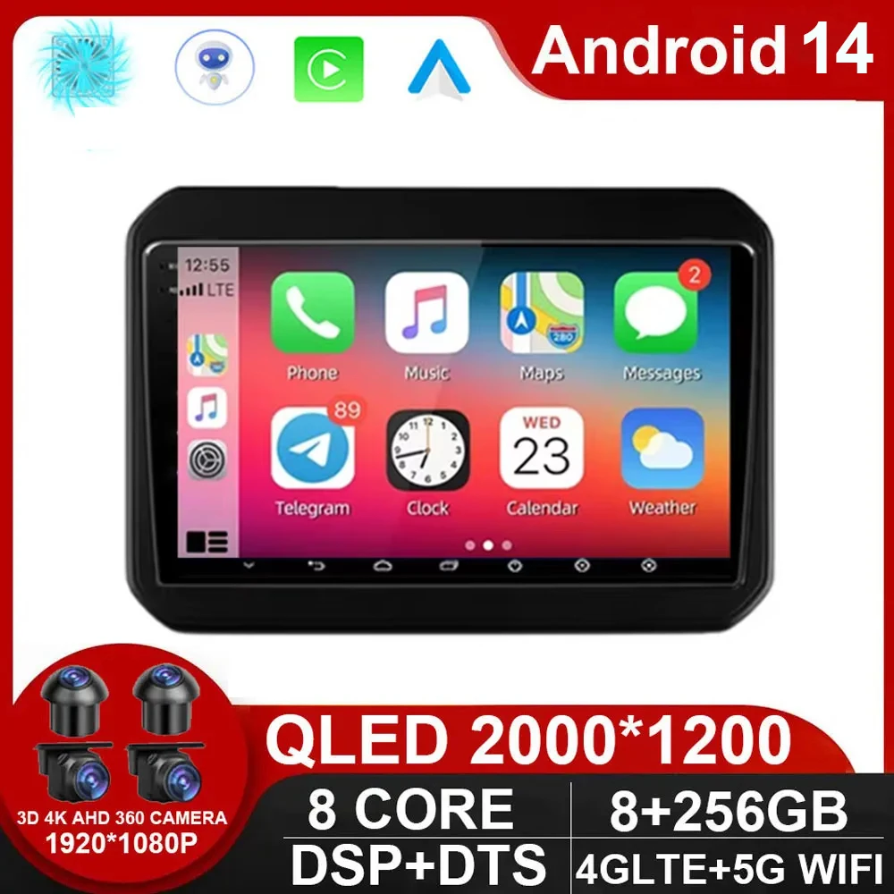 Android 14 для Suzuki Ignis 2016 2017 2018 2019 2020 автомобильный радиоприемник стерео приемник QLED