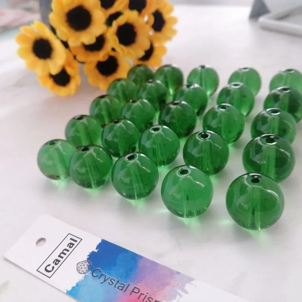 Camal 25 шт. 14 мм натуральное гладкое зеленое стекло круглые свободные