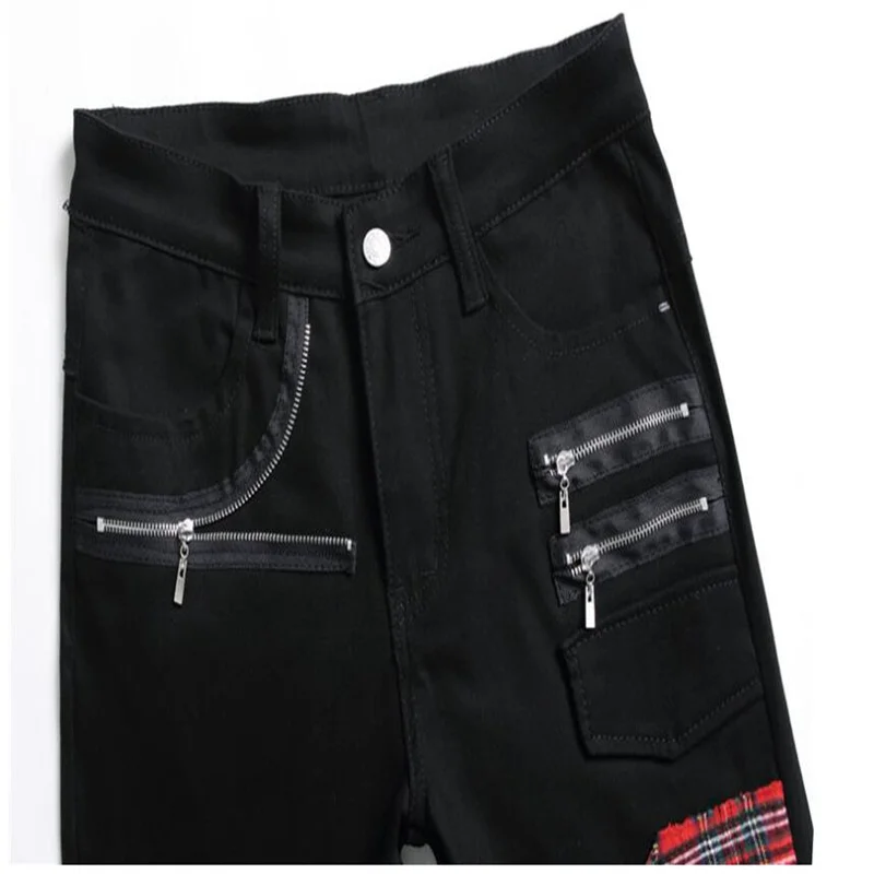 New jeans men's denim pants korean style stitching color-blocking micro-elastic rivets straight trousers pantalones hombre