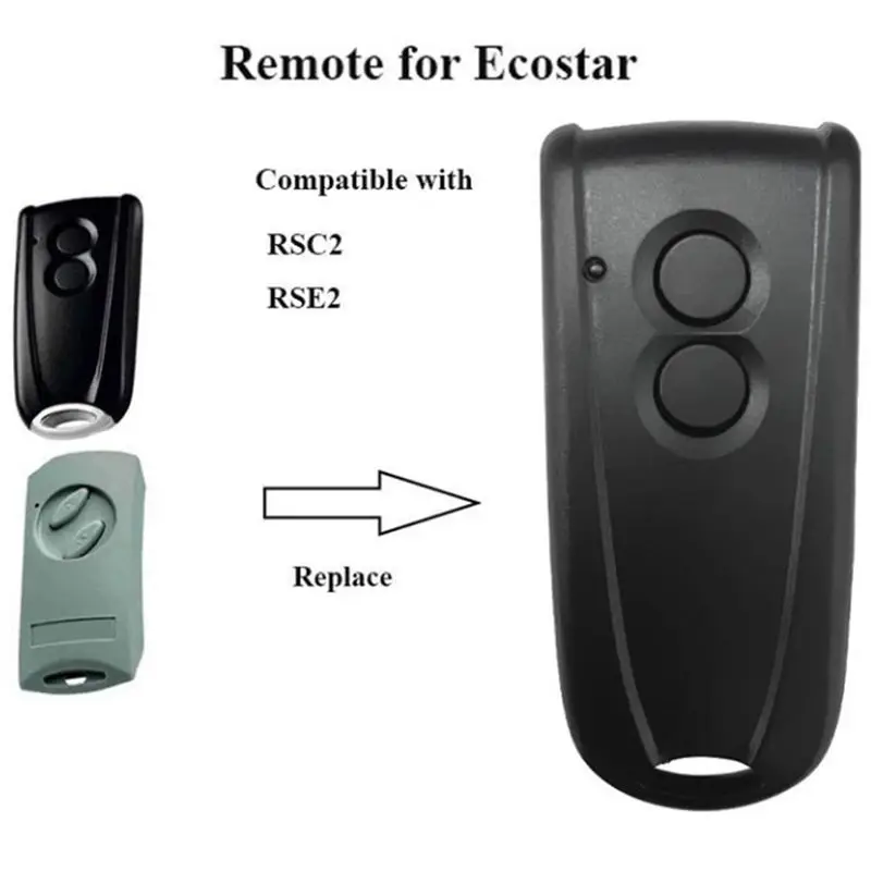 Фото QWE-For Ecostar RSE2 RSC2 Пульт дистанционного управления для гаражных ворот 433 МГц, дубликатор с фиксированным кодом, беспроводной 2-кнопочный пульт для рулонных ворот, 2 штуки №3
