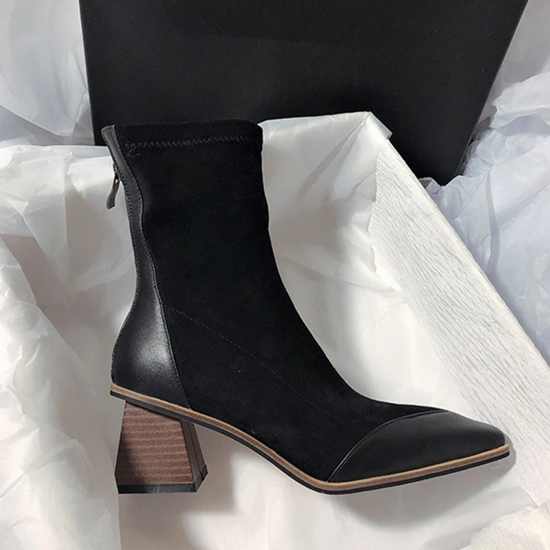High Quality New Women's Fashion Shoes Western Cowboy Boots Mid-calf Modern Boots Ladies Casual Shoes Woman Chelsea Boots Soft