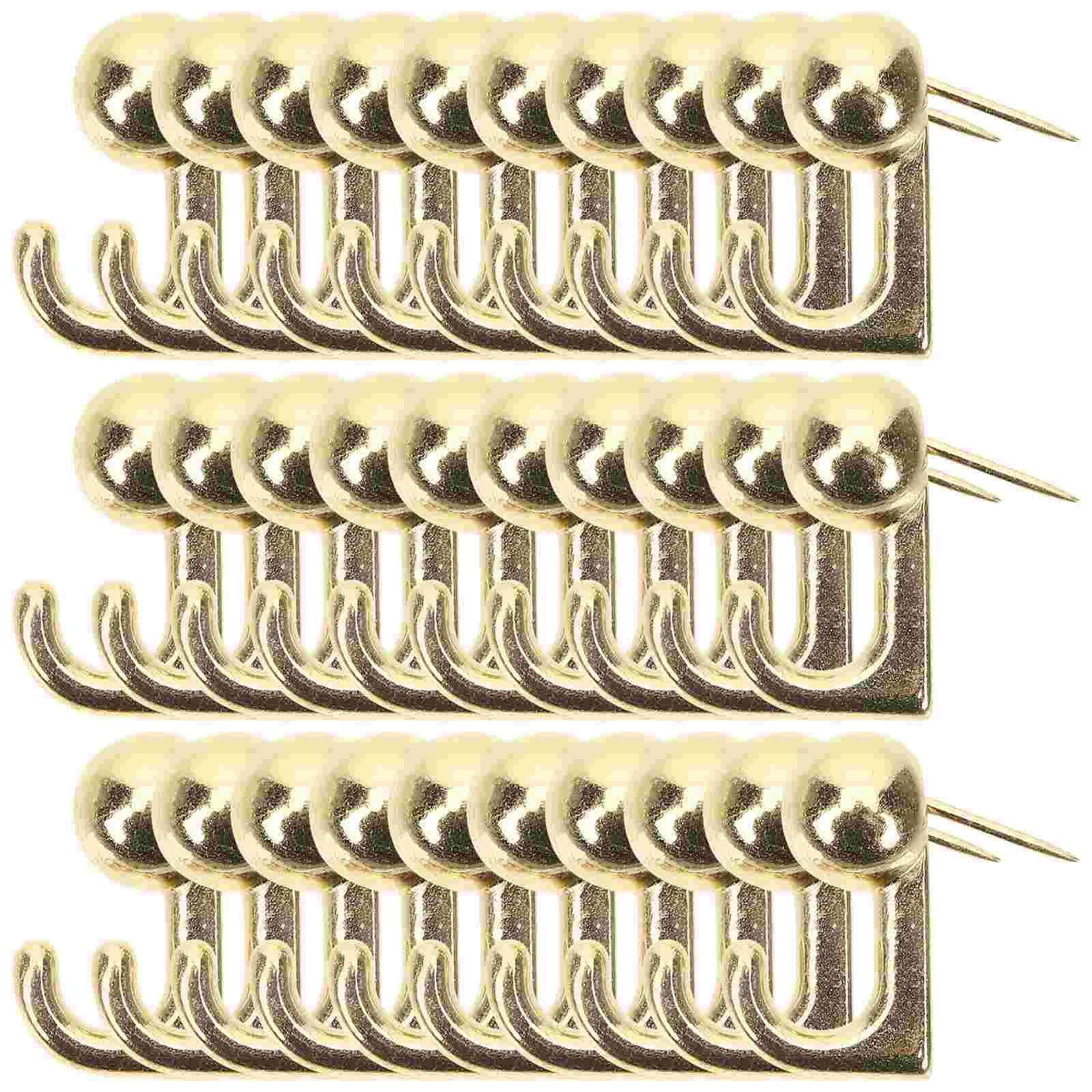 

30 Pcs Metal Hook Nail Picture Frame Hangers Wall Pictures Push Pin Frames Kit Heavy Decorative