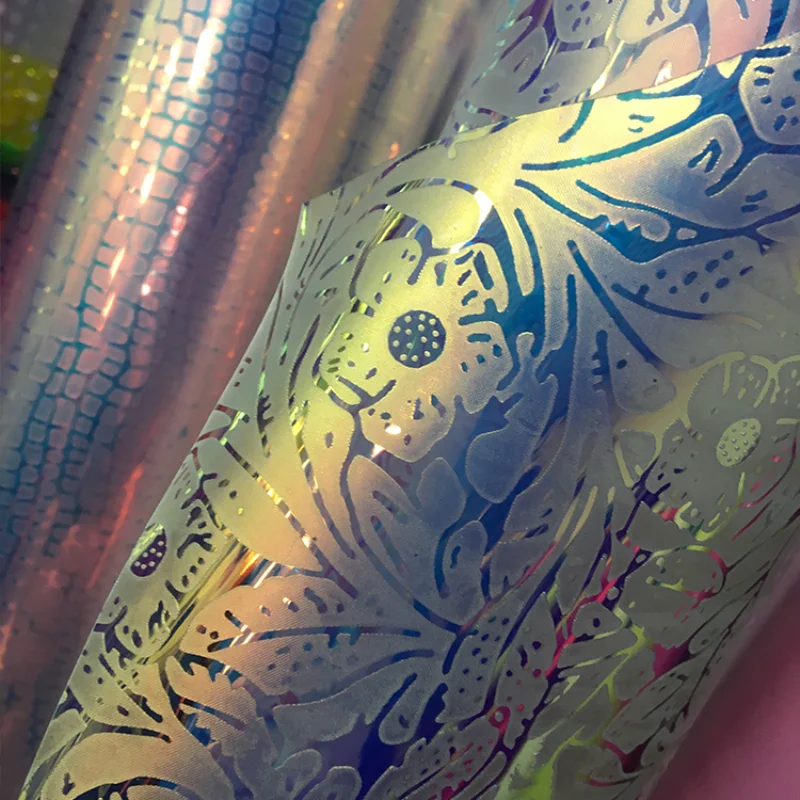 Прозрачный голографический текстурированный ПВХ синтетический кожаный