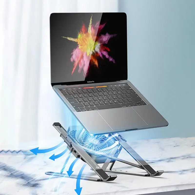 Aluminum Alloy Laptop Stand Holder With Cooling Fan Portable Foldable Tablet Support Phone Stand Notebook Holder Aluminum Alloy Laptop Stand Holder With Cooling Fan Portable Foldable Tablet Support Phone Stand Notebook Holder