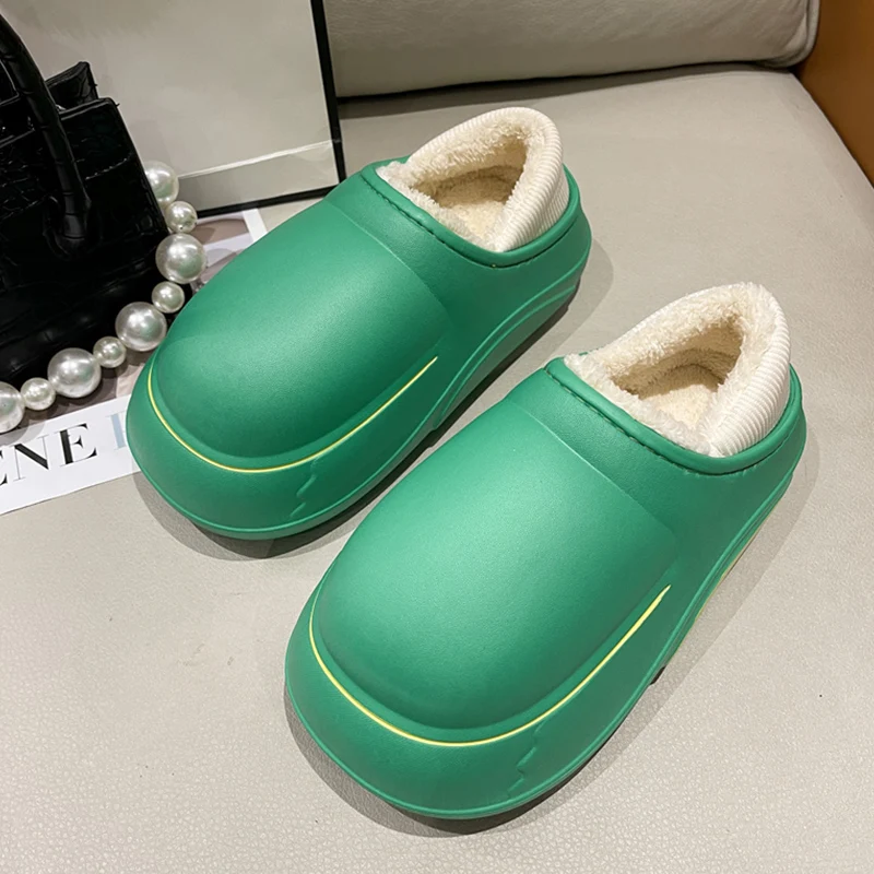 

Winter Women Slippers Flats Platform Cotton Shoes 2022 New Fashion EVA Thick Mules Plush Warm Snow Boots Casual Women Flip-flops