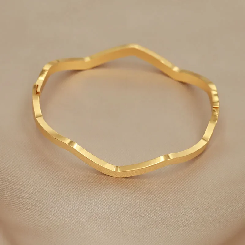 Браслеты и Обручи из нержавеющей стали с металлическими волнами для женщин